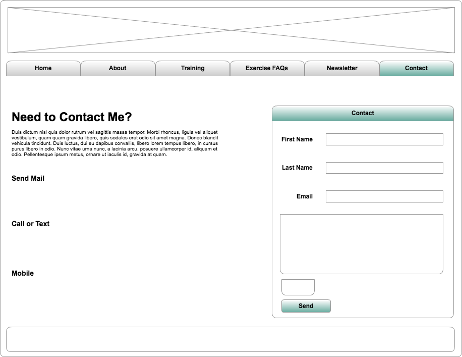 Contact Page Wireframe
